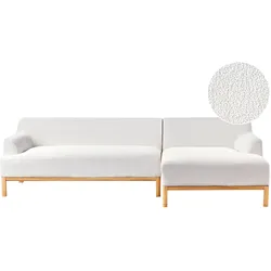 Linksseitiges Ecksofa SOSJO Cremeweiß Bouclé