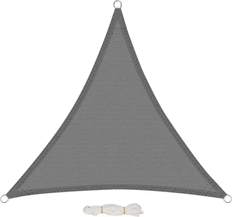 EUGAD Sonnensegel 200g/m2 mit Befestigungsseilen, Premium HDPE Wetterfest Atmungsaktiv Rechtwinkliges Dreieck, Luftdurchlässig, Wasserpermeabel, für Terrasse, Garten, Balkon, Camping, 4x4x4 m (1 Stück), Grau, Kunststoff, Gleichseitiges Dreieck
