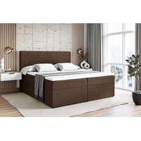 ALTDECOR Boxspringbett LUKAS (Multipocket-Matratze H4. H3 Matratze Bonellfederung. Topper. Kopfteil) braun 160 cm x 208 cm x 52 cm