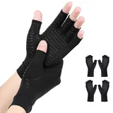 AovYoo 2 Paar Arthrose Handschuhe mit Kupfer, Fingerlose Rheuma Kompressionshandschuhe, Arthriti Gaming Handschuhe, Sehnenscheidenentzündung Rheumatische Schmerzlinderung, Karpaltunnelsyndrom (M) - M