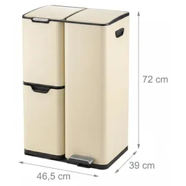 Relaxdays Mülltrennsystem 60 l Beige