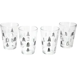 4er Set TREE GREY WINTER Weihnachtsbaum Weihnachtsgläser mit schwarzen & weißen Tannenbäumen – 817348