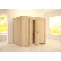 Karibu Sauna Bodin mit Fronteinstieg 68 mm-Ohne Ofen-ohne Dachkranz- Energiesparende Saunatür