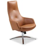 Conform Sessel Joy verchromt Leder Braun Cognac