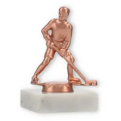 Pokal Metallfigur Eishockey bronze auf weißem Marmorsockel 10,6cm