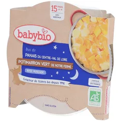 Babybio® Gratin von Pastinaken aus dem Centre-Val-de-Loire, grünem Kürbis mit Muskatnuss