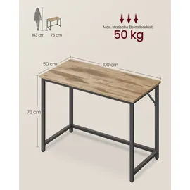 VASAGLE Schreibtisch 100 cm x 50 cm / Braun