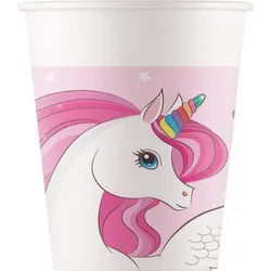 Party Pappbecher 200 ml 8 Stück Unicorn Rainbow