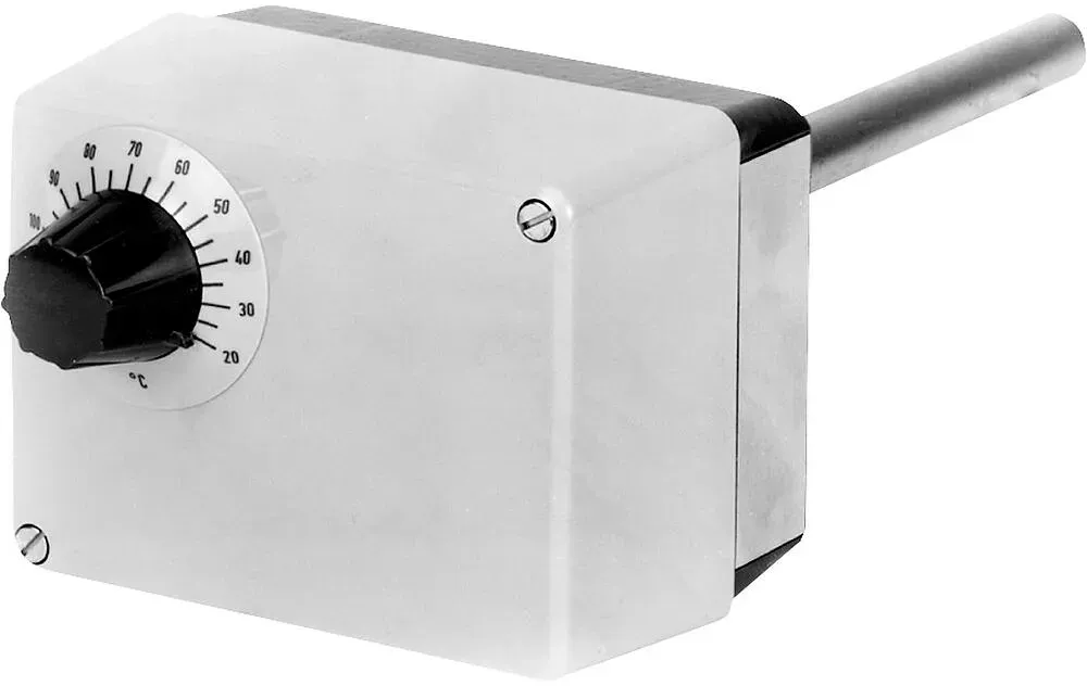 Aufbauthermostat ATHs-120, 230 V, 20 bis 120 °C mit Tauchrohr 15 × 150 mm aus CuZn