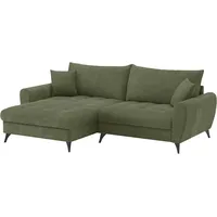 Ecksofa HOME AFFAIRE "Blackburn II" Sofas Gr. B/H/T: 246cm x 71cm x 170cm, Cord, Recamiere links, grün (stripes 8641 grün) Wahlweise mit Kaltschaumpolsterung bis 140 kg belastbar