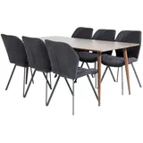 ebuy24 Polar180X90WNWN Essgruppe Esstisch Nussbaum dekor und 6 Gemma Esszimmerstühle schwarz.