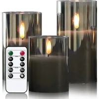 Dreiteiliges Set Flammenloser Led-kerzen Mit 3d-docht, Fernbedienung Und Timer Für Die Heimdekoration, Realistisches Warmes Licht