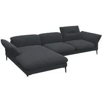 FLEXLUX Ecksofa Salino, Funktionssofa mit Recamiere, Relaxsofa, Ecksofa, Sofa mit Arm- und Kopfteil-Verstellungen, Kaltschaum & Stahl-Wellen grau