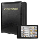 Zefphxs Münzen Sammelalbum, Münzalbum 2 Euro Münzen Sammelalbum mit Zip, Münzenalbum, 3cm 240 Fächer + 4cm 120 Fächer Münzsammelalbum