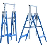 2er Set Arbeitsbock Belastbarkeit Bis 200 Kg Klappbar Sägebock Höhenverstellbar 80-130 Cm Gerüstbock Aus Stahl Unterstellbock Klappbock Stützbock Blau