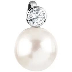 Nenalina Zirkonia Muschelkernperle Klassisch 925 Silber Charms & Kettenanhänger   Damen 