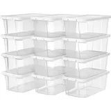 Famanu Schuhbox Set von 12 - Transparente Aufbewahrungsbox mit Kunststoffdeckel - 35 x 20 x 12,5 cm