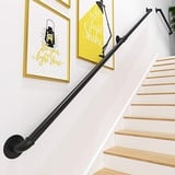 Gorssen Handlauf,schwarz Vintage Schmiedeeisen Treppengeländer for den Innen Außen, Wandhandlauf Wohnung Draußen Handläufe Treppen Handlauf Geländer Bausatz Balkon Brüstung Stange,550cm