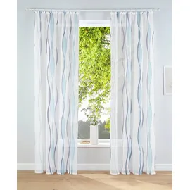 MY HOME Gardine Dimona (2 St), Kräuselband, transparent, Voile, 2er-Set, Bestseller, Polyester, Wellen blau 140 cm x 245 cm