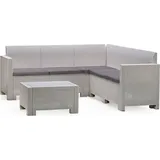 Dmora Lounge-Set für den Außenbereich Dcorre, Gartenset mit Kissen, Lounge-Set für den Innenbereich in Rattan-Optik, 100 % Made in Italy, Weiß - Weiß