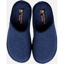 HAFLINGER Soft Filzpantoffeln aus Wollfilz Hausschuh Blau 48 EU