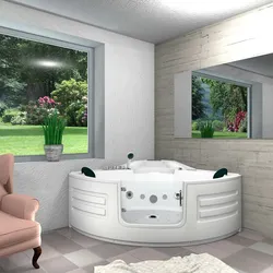 Whirlpool Pool Badewanne Eckwanne Wanne W70 150x150cm mit Tür Walk-in-Pool passive Schlauch-Reinigung