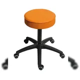 PROREGAL Drehhocker Indianapolis | Sitzhöhe 50-69cm | Ø 63cm | Tragfähigkeit 110kg | Kunstleder-Sitz | Kunststoff-Fußkreuz mit Rollen | Gelb