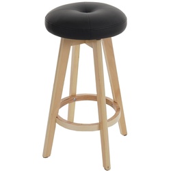 Barhocker Boras, Barstuhl Tresenhocker, Holz Kunstleder drehbar ~ schwarz, helle Beine
