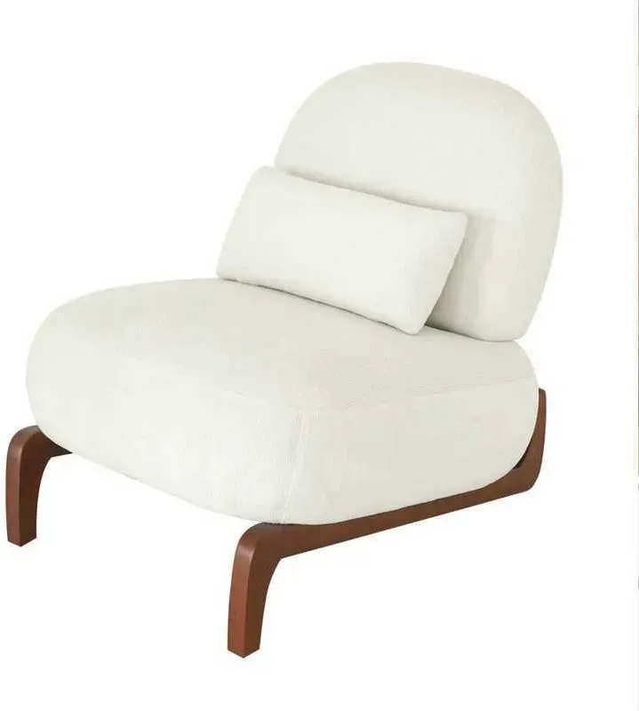 URBAN MEUBLE Samt-Akzentrucksessel, Massivholzbeine, Beige, 86,9 x 72,1 x 69,9 cm