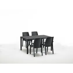 BICA Diningset 5 tlg. Verona, 4 Stühle und größer Tisch Houston, Graphite - wetterfest