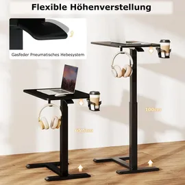 Costway Pflegetisch mit Rollen, Betttisch Krankentisch, Schwarz