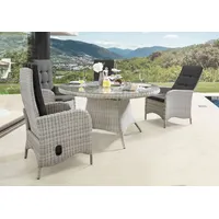 Destiny »PALMA LUNA«, (Set, 5 tlg., 1 Tisch Ø, 4 Hochlehner, verstellbar), (Set, 9-tlg., 4 Hochlehner, 1 Tisch Ø 100x75cm) Aluminium, Polyrattan, weiß