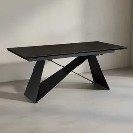KADIMA DESIGN Esszimmertisch 180 - 260 cm Ausziehbar Keramik Glas Schwarz, Keramiktisch Groß, Designer Küchentisch Rechteckig, Esstisch Extravagant mit