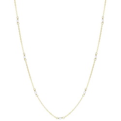 Hey Happiness Kette mit Anhänger Kette Perlen Gold Sterlingsilber, weiß, 41-46 cm verstellbar, Feine Perlenkette Damen 925 Silber, Süßwasserperlen, Brautschmuck goldfarben