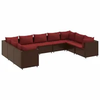 vidaXL 9-tlg Garten-Lounge-Set mit Kissen Braun Poly Rattan Modell 28