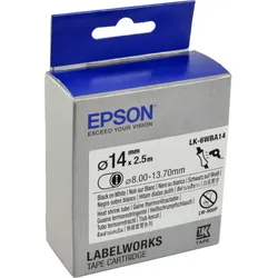 Epson Schrumpfschlauch LK-6WBA14 schwarz auf weiß 14mm x 2,5m