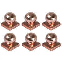 BURI Pfostenkappe 6x Kupfer Pfostenkappe Kugel 90x90 mm Zaunkappe Zierkappe Pfahl Kappe grau