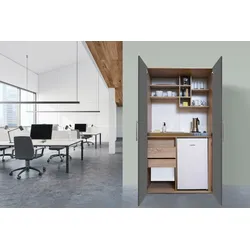Schrankküche Grau Kühlschrank + Kochfeld  B: ca. 104 cm