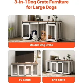 Vevor Doppel-Hundebox für kleine, mittelgroße & große Hunde, weiß