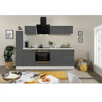 Respekta Premium Küchenzeile RP240WGCBO  (Breite: 240 cm, Grau, Mit Elektrogeräten)