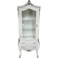 Casa Padrino Barock Vitrine Weiß / Silber H. 185