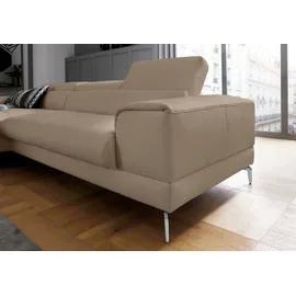 W.Schillig Eckcouch Leder 3-Sitzer Braun