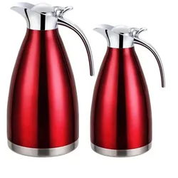 2er Set Thermoskanne 1L + 1,5L Isolierkanne Teekanne Thermosflasche Kaffeekanne