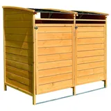 Mülltonnenverkleidung Braun Doppelbox 2x 120L oder 240L Gartenbox Zinkdach Holz - Braun