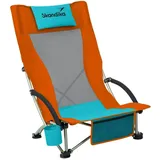 Skandika Campingstuhl Beach Strand Stuhl Liege Camping Klappstuhl Faltstuhl niedrig, 136kg orange No Size