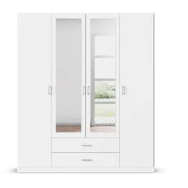 Rauch Kleiderschrank RAUCH "Schrank Garderobe Wäscheschrank GAMMA in 3 Breiten", weiß (alpinweiß), B:181cm H:210cm T:54cm, Holzwerkstoff, Schränke, Kleiderschrank, viel Stauraum mit 6 Schubladen, mit Spiegel TOPSELLER MADE IN GERMANY, Topseller