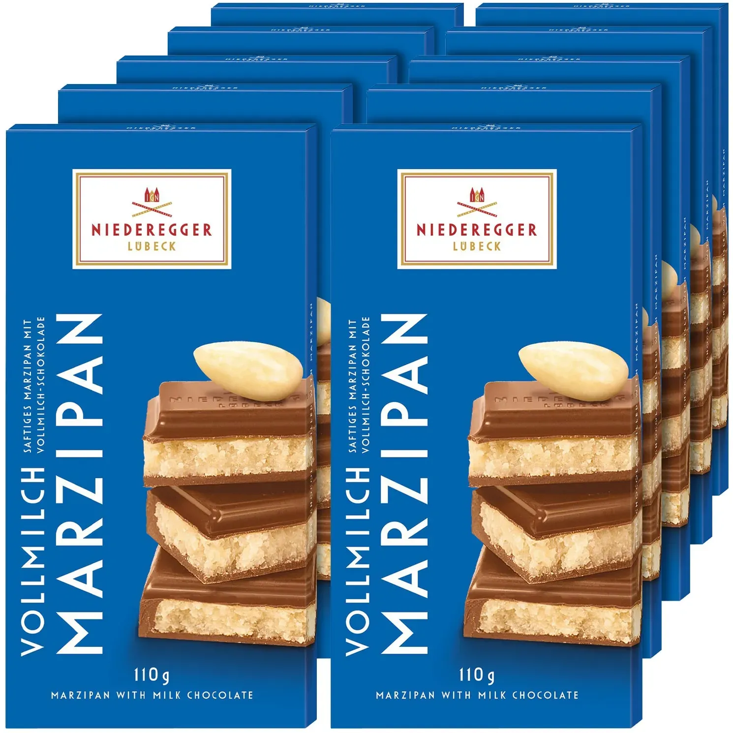 Niederegger Marzipan Vollmilch Schokolade 110 g, 10er Pack