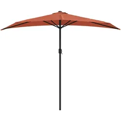 vidaXL Balkon-Sonnenschirm Alu-Mast Terrakotta 270x144x222cm Halbrund
