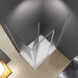 BuyLando.Shop Clara 120x90x195 cm Eckdusche Duschkabine Satiniert Seiteneinstieg & Duschtasse/Siphon