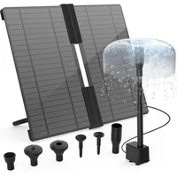 AISITIN 20W DIY Solar Springbrunnen für Außen, Neuestes Upgrade Falten Solar Teichpumpe mit verstellbarem Ständer Solarbrunnen mit 6 Fontänenstile Solar Wasserpumpe für Garten,Teich,DIY-Wasserspiel